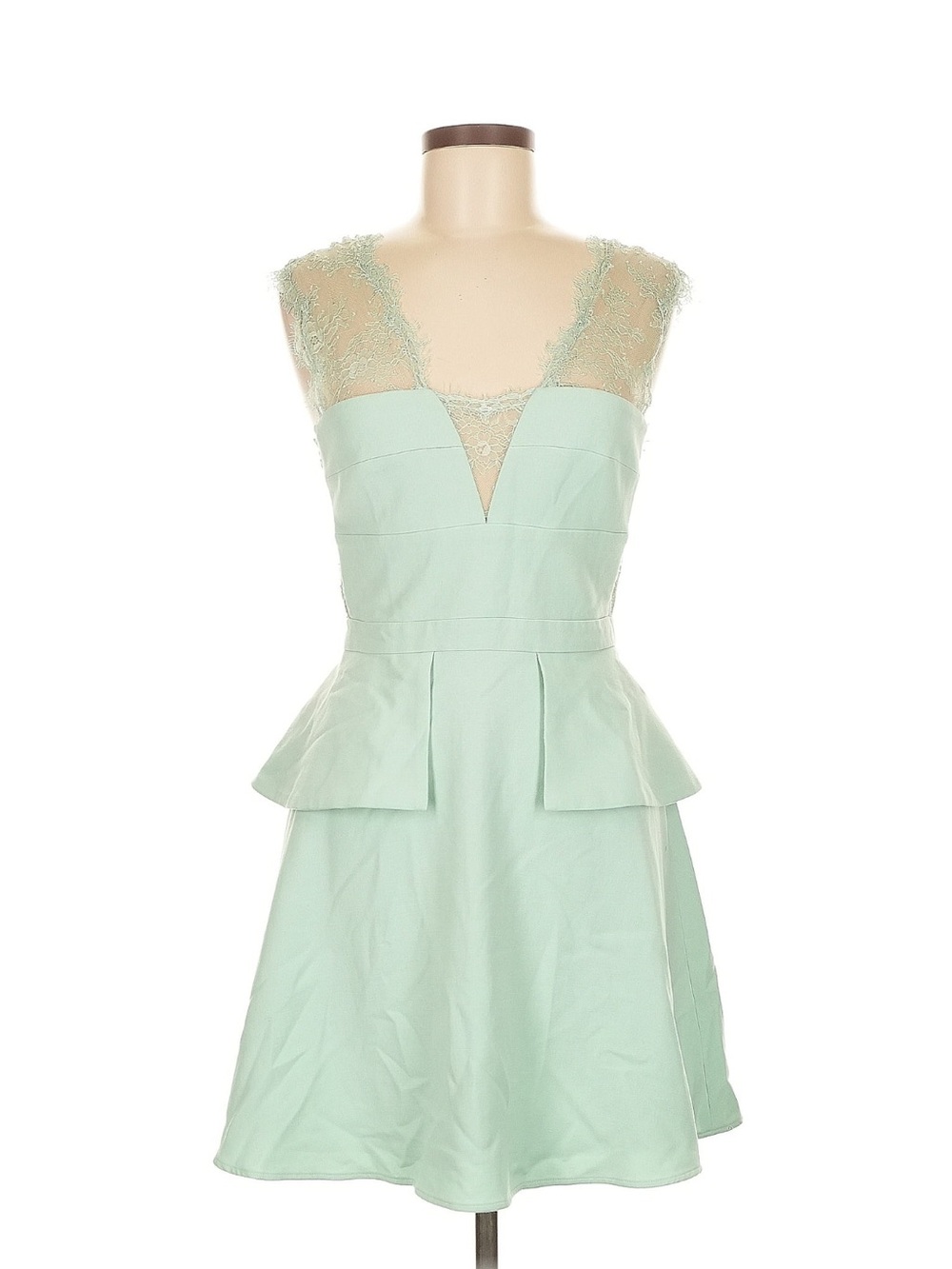 BCBG Sleeveless Mint Lace-Trim Fit & Flare Dress